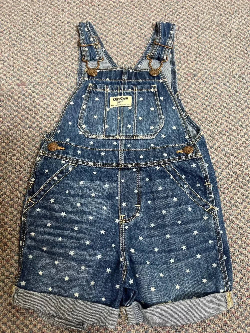 Oshkosh Vestback Denim Star Shortalls Toddler size 2T